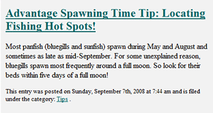 Sample Tip from Outdoor Advantage