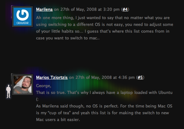 The treatment of comments on Mario's site