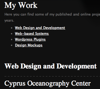 The treatment of headers on Mario's site