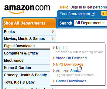 Amazon solves the problem of a massive navigation heirarchy with simple primary and secondary navigation.